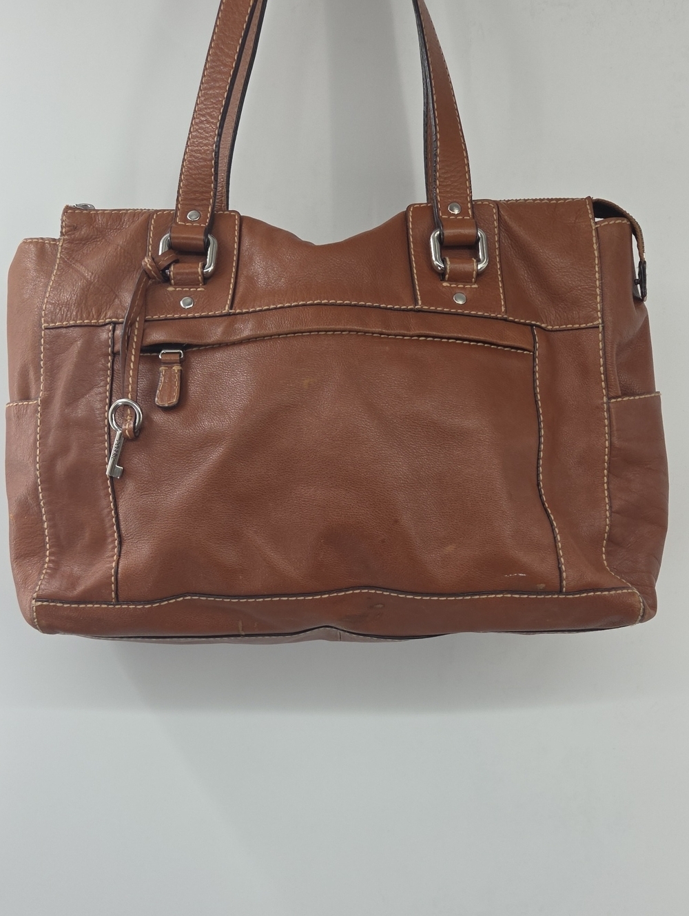 Large Fossil Tan Leather Shoulder Bag